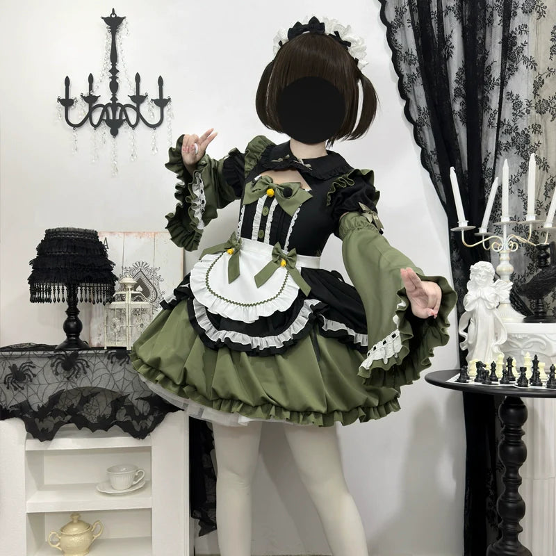 Hanguliang - Cute Maid Lolita Apron OP Dress