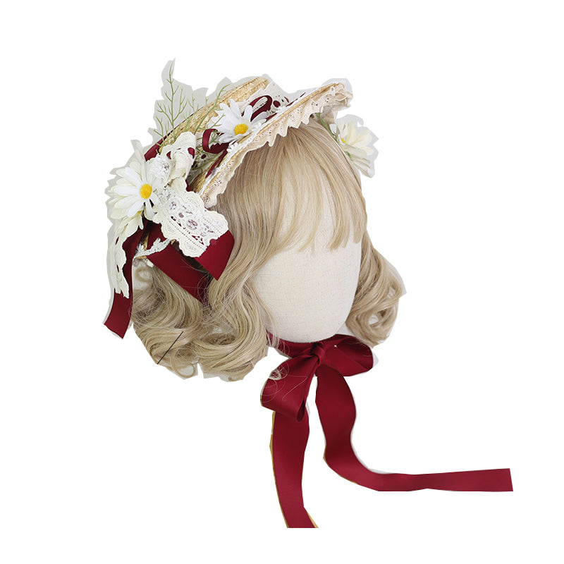 Xiaogui - Flower Lolita Tea Party Straw Hat