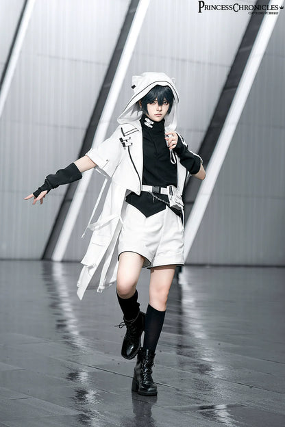 Princess Chronicles - White Cat - Futuristic Style Cool Lolita Pants Suit With Cat Ear Coat