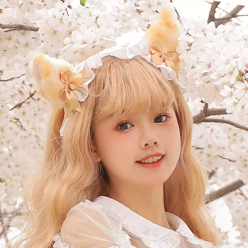 ZhiJinYuan - Sweet Lolita Lace Bow Hairband Multicolors