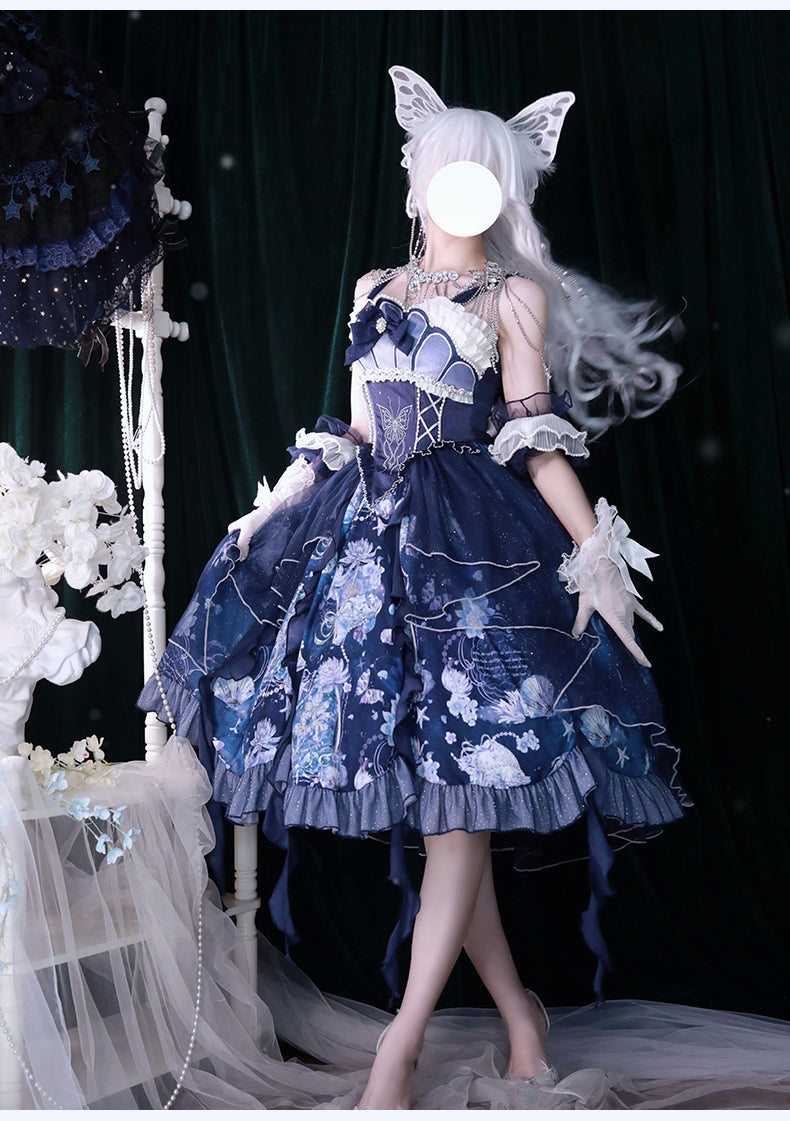 YingLuoFu - Original Elegant Lolita Blue Lolita JSK