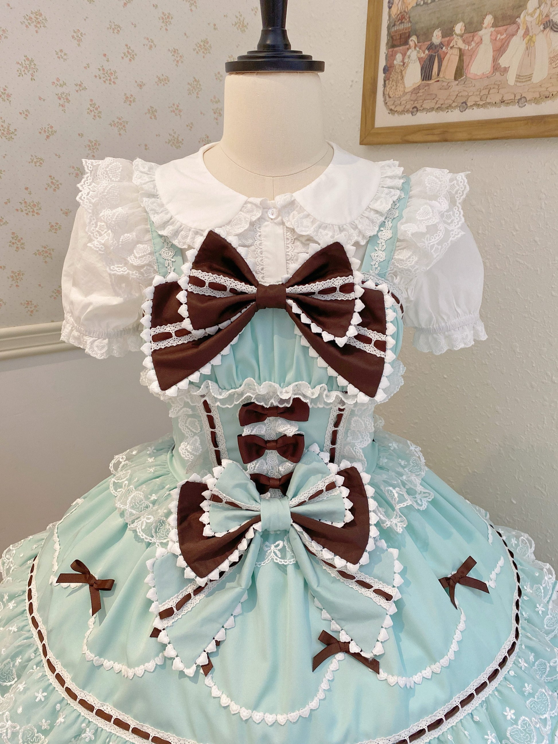 Sugar Girl - Fondant Cake - Summer Sweet Lolita JSK Dress, Tiered Ruffles and Bows