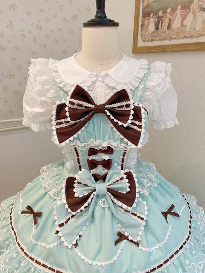 Sugar Girl - Fondant Cake - Summer Sweet Lolita JSK Dress, Tiered Ruffles and Bows