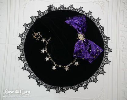 Rose Thorn - Polar Night Sky - Halloween Gorgeous Gilding Lolita Witch Hat