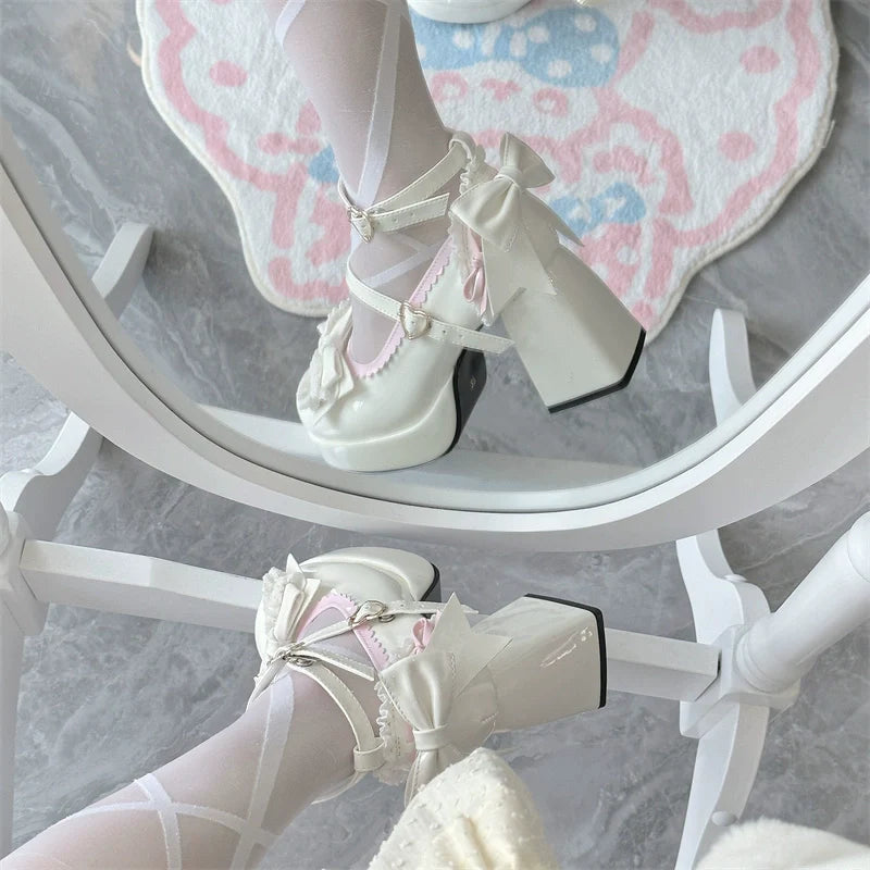 Jiangjiang Biscuit - Elegant Lolita High Heel Shoes Round Toe Low Cut