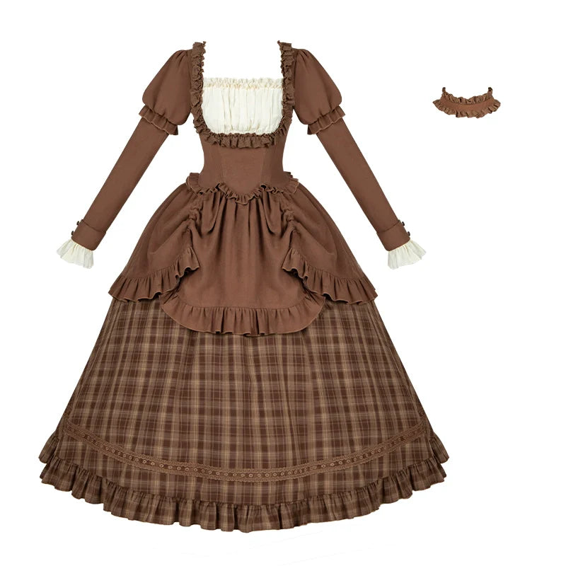 With PUJI - Oak Hymn - Classic Lolita Plaid OP Suit, Side Zipper