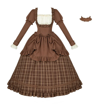 With PUJI - Oak Hymn - Classic Lolita Plaid OP Suit, Side Zipper