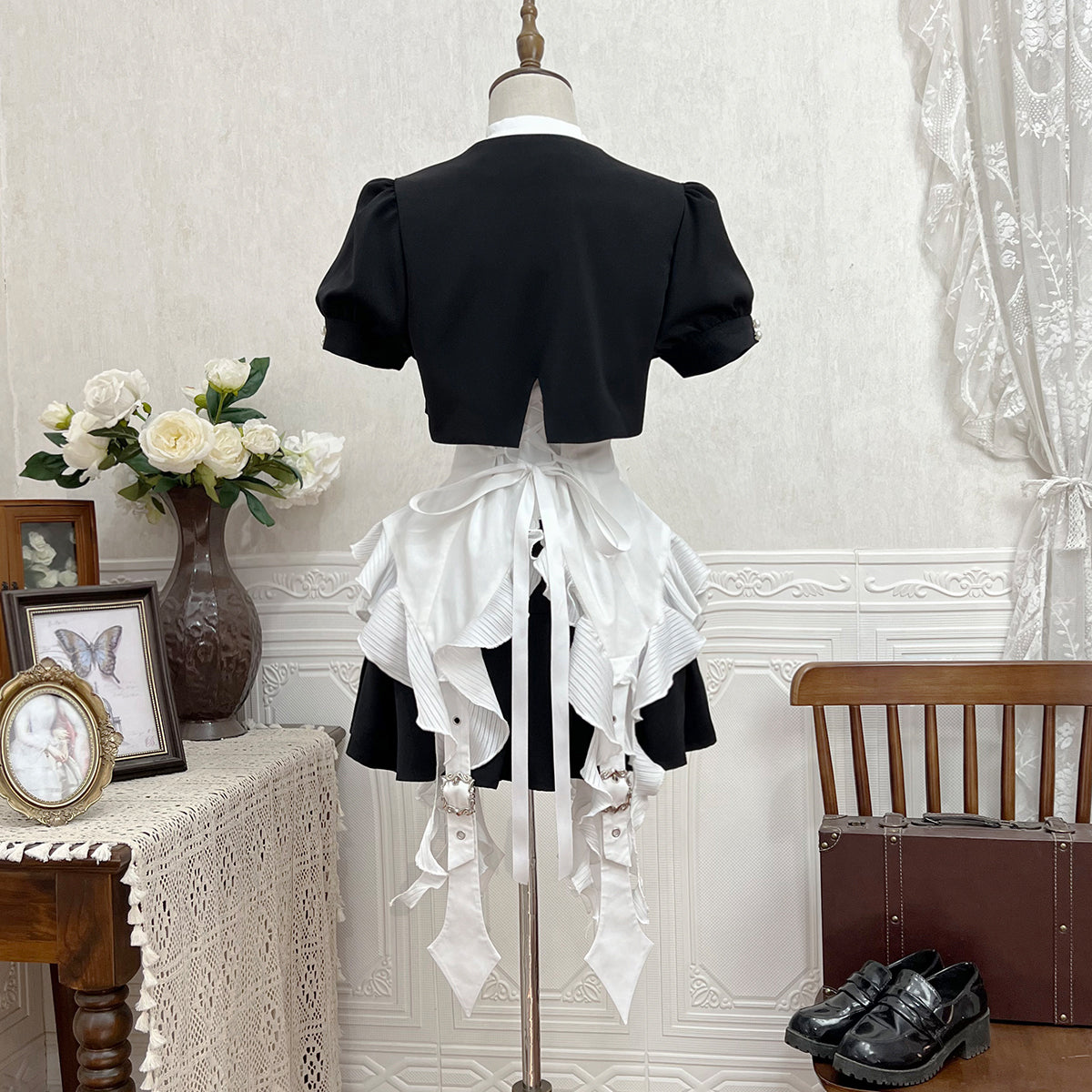 Designer's Gift - Shard Gem - Gothic Lolita Skirt Set with Sleeveless Shirt & Short Jacket