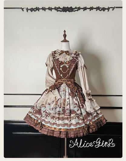 Alice Girl - Bear Chocolate Bar - Kawaii Lolita JSK & Salopette Dress