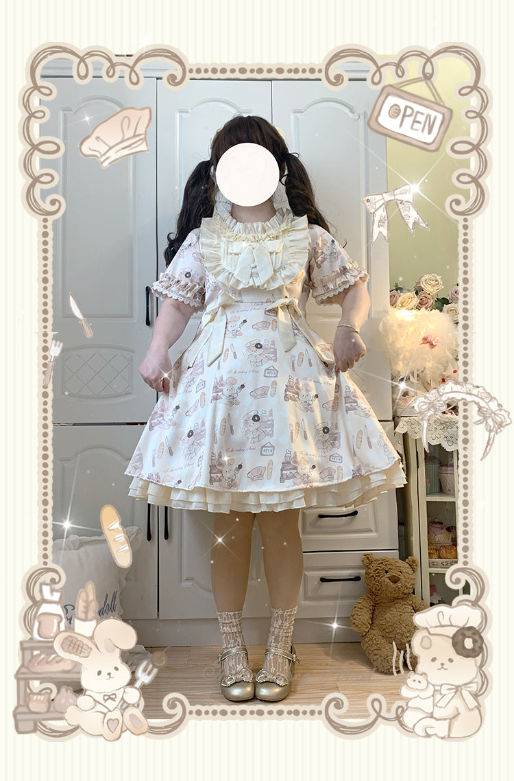 Naomistudio - Cartoon Dogs - Sweet Lolita OP Bows Dress Plus OP