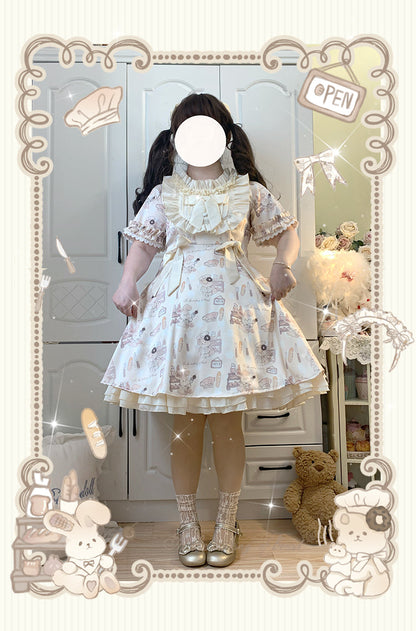 Naomistudio - Cartoon Dogs - Sweet Lolita OP Bows Dress Plus OP