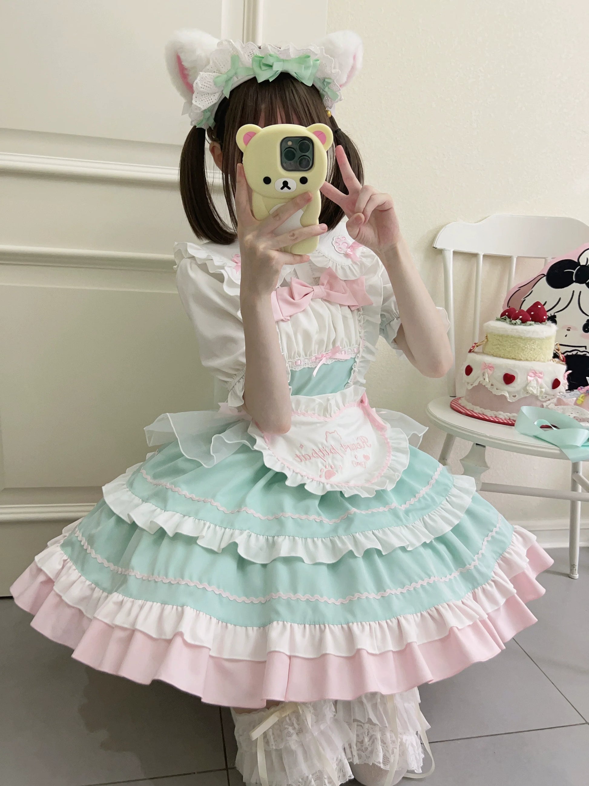 Sugar Girl - Cat Ear Tale - Sweet Lolita Jumper Dress Suspender Dress