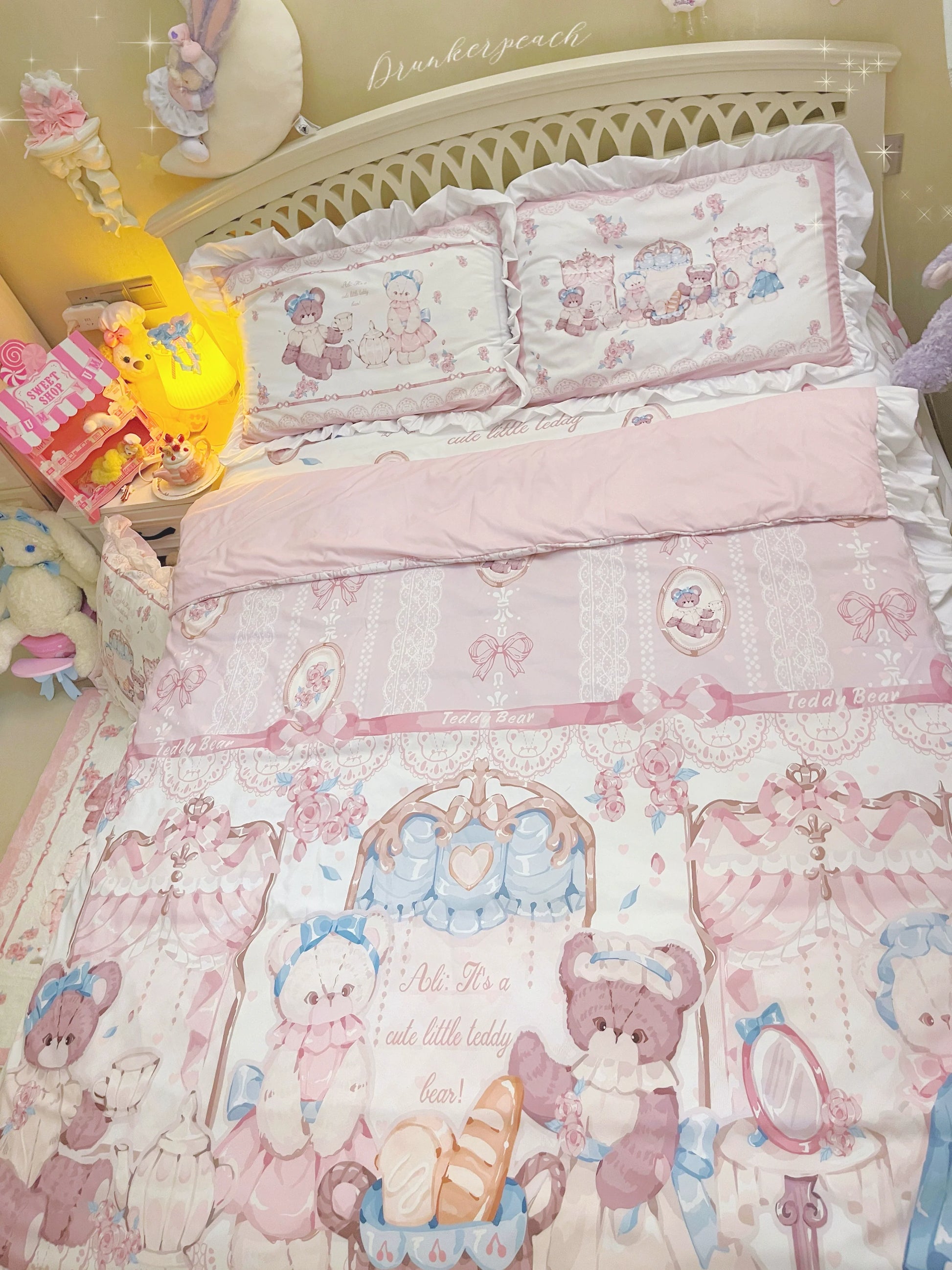 Drunke - Bears Afternoon Tea - Cute Lolita Bedding Set Bear Print Lolita Four-piece Suit