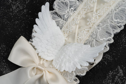 Strange Sugar - Gothic Lolita White Lace Angel Wings Hairband