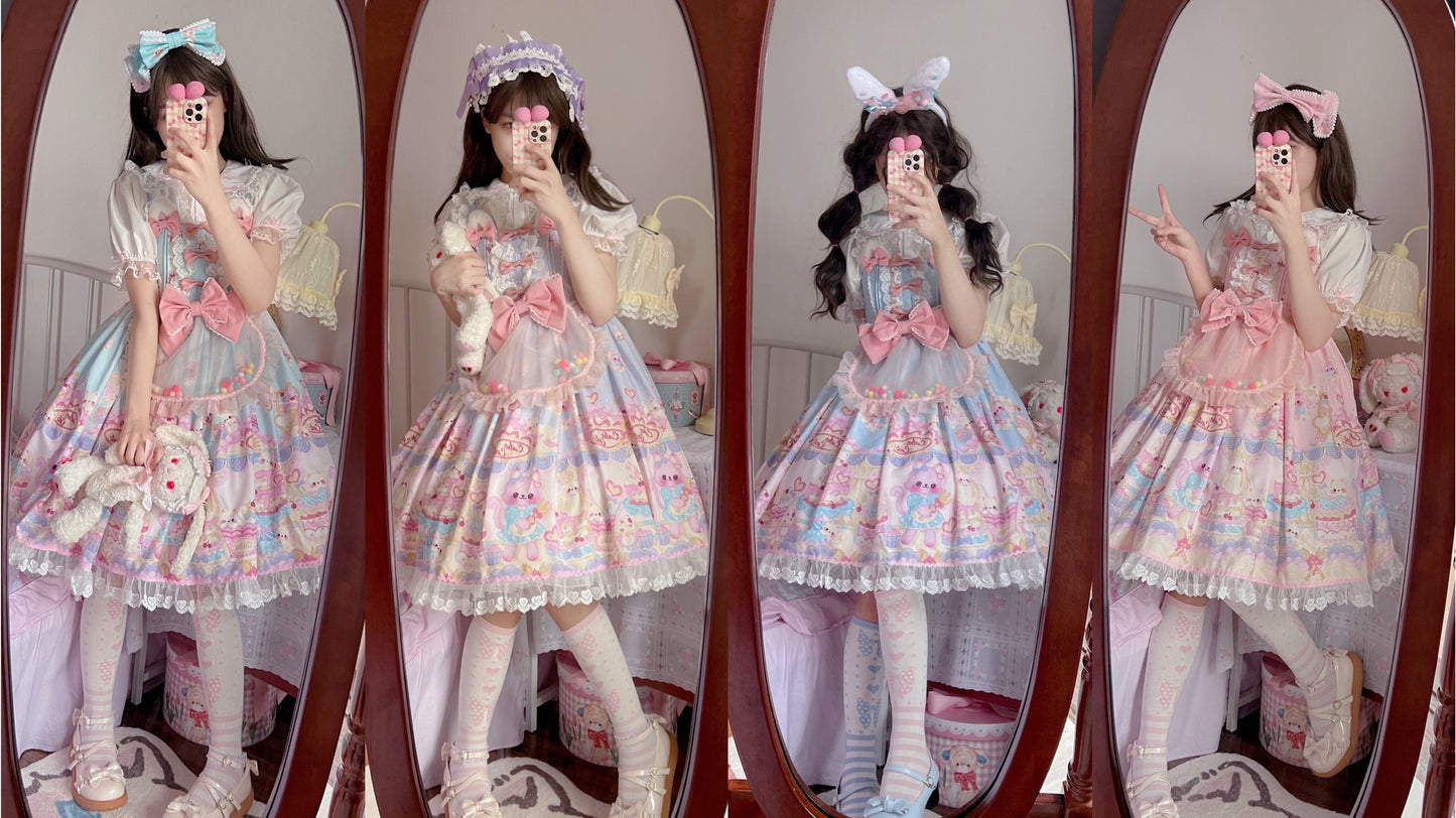 Sugar Girl - Kawaii Lolita Sweet JSK Dress, Cat Printed