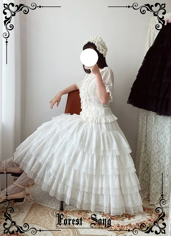Forest Song - Star and Sea - Classic Lolita Petticoat Adjustable Tiered Ruffle Skirt
