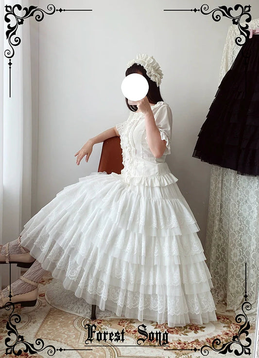 Forest Song - Star and Sea - Classic Lolita Petticoat Adjustable Tiered Ruffle Skirt