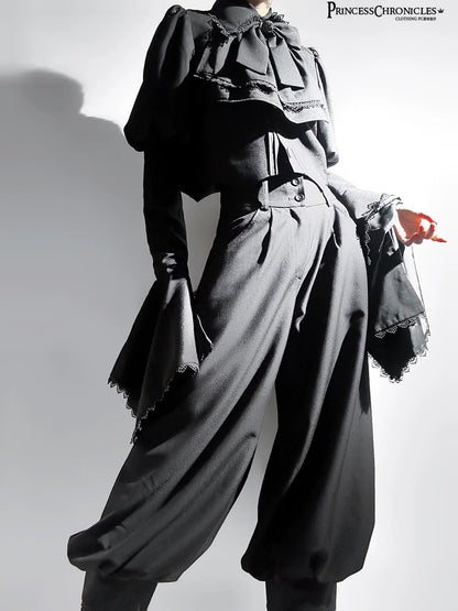 Princess Chronicles - Sorcerer's law - Retro Gothic Lolita Coat Black Ninth Pants