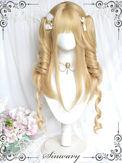 Sinwavy - 55CM Blonde Lolita Curl Wig Detachable Double Ponytail