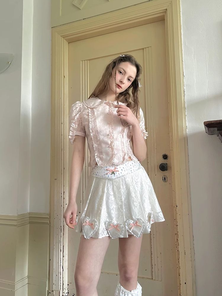 Puff sleeve short sleeve shirt【s0000008724】