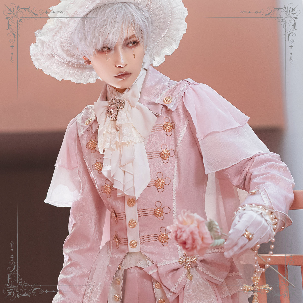 Immortal Thorn - Immortal Glass Castle - Ouji Lolita Handsome Prince Style Pink Long Coat