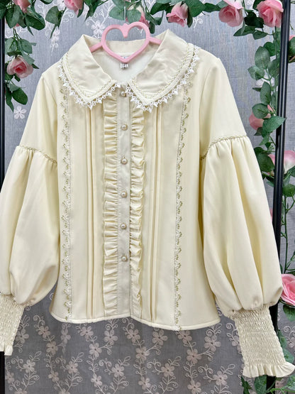 DMFS Lolita - Sweet Lolita Blouse Vintage Mutton Sleeves Winter Lolita Shirt