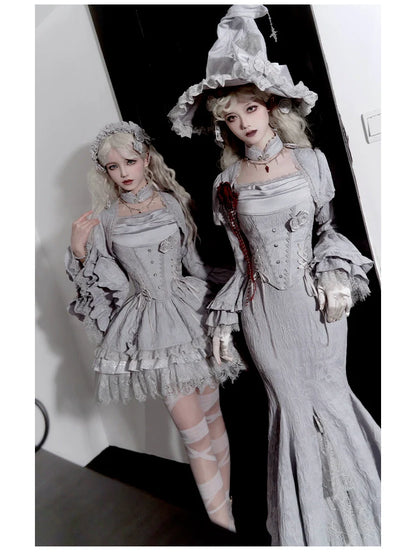 With PUJI - Letter and Poetry ﾂｷ Twilight - Gothic Witch Lolita SK Suit Bodice Mermaid Dress