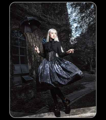 Susin Lolita - Bone-Eroded Butterfly - Gothic Lolita JSK & SK Set