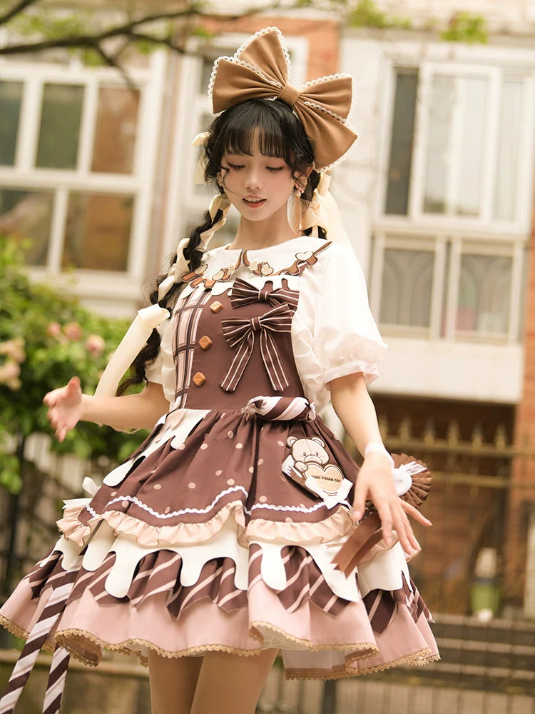 Half Sweet Lolita - Chocolate Milk Pie - Sweet Lolita Jumper Dress Summer Salopette