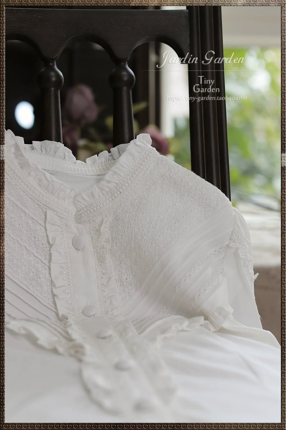 Tiny Garden - Black Forest Garden - Classic Lolita Blouse Mutton Leg Sleeves Stand Collar Shirt