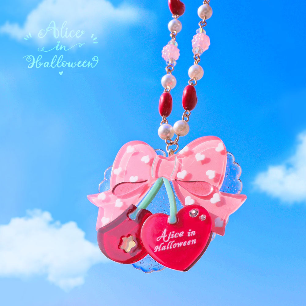 Halloween Alice - Sweet Cherry Lolita Plastic Necklace Ring