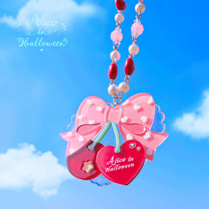 Halloween Alice - Sweet Cherry Lolita Plastic Necklace Ring