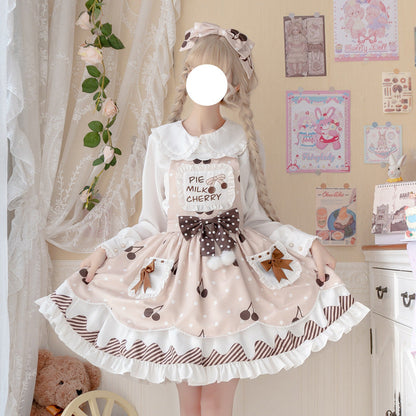Eieyomi - Pie milk cherry - Sweet Lolita Salopette and Blouse