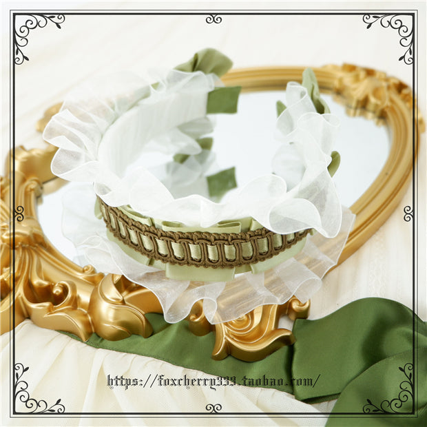 Fox Cherry - Elegant Grass Green Lolita Bow Headdress