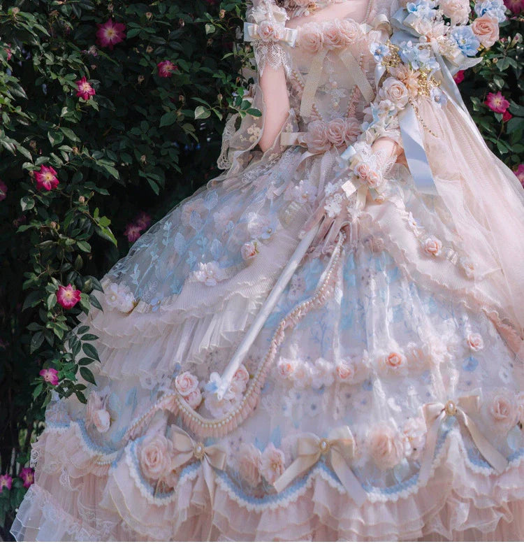 Cat Fairy - Rose Banquet - Wedding Lolita OP Dress Chiffon Princess Tea Party Dress