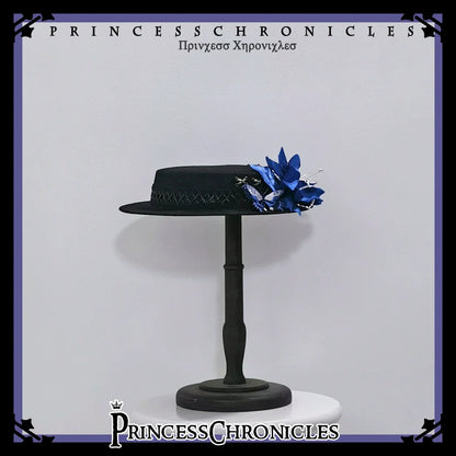 Princess Chronicles - Crimson Ash Zero - Gothic Lolita Hat Handmade Black Flat Cap Top Hat