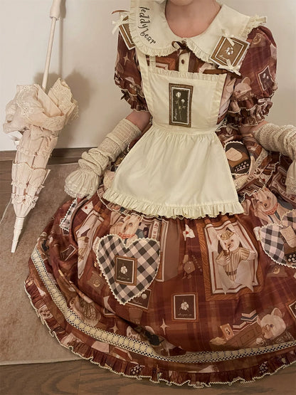 Babyblue - Gretel Bear - Vintage Lolita Dress Teddy Bear Prints Dress