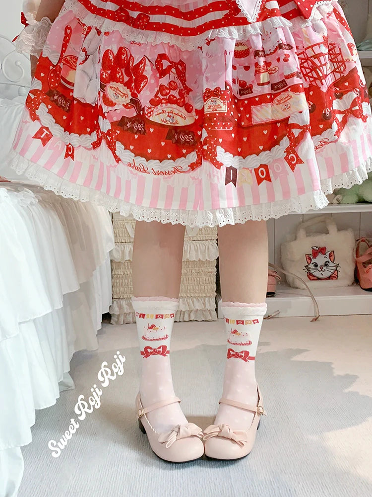 Roji Roji - Sweet Lolita Socks Cake Pattern Winter Socks