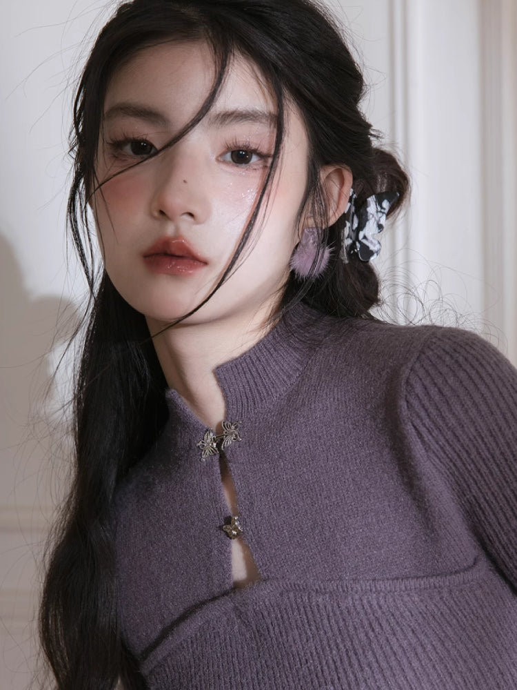 Chinese style wool dress【s0000005779】