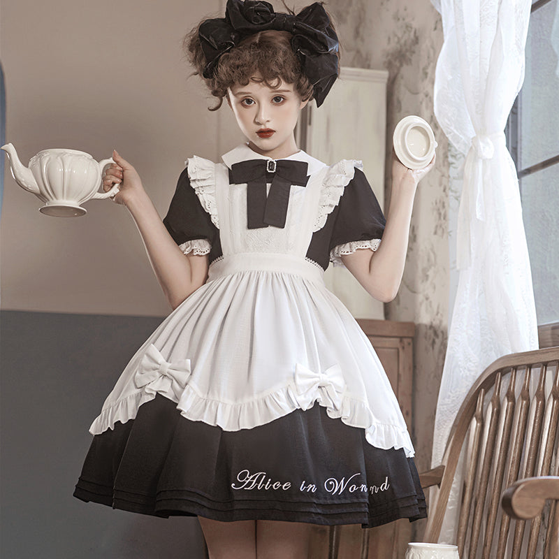 Letters from Unknown Star - Sweet Alice - Short Sleeves Maid Lolita OP