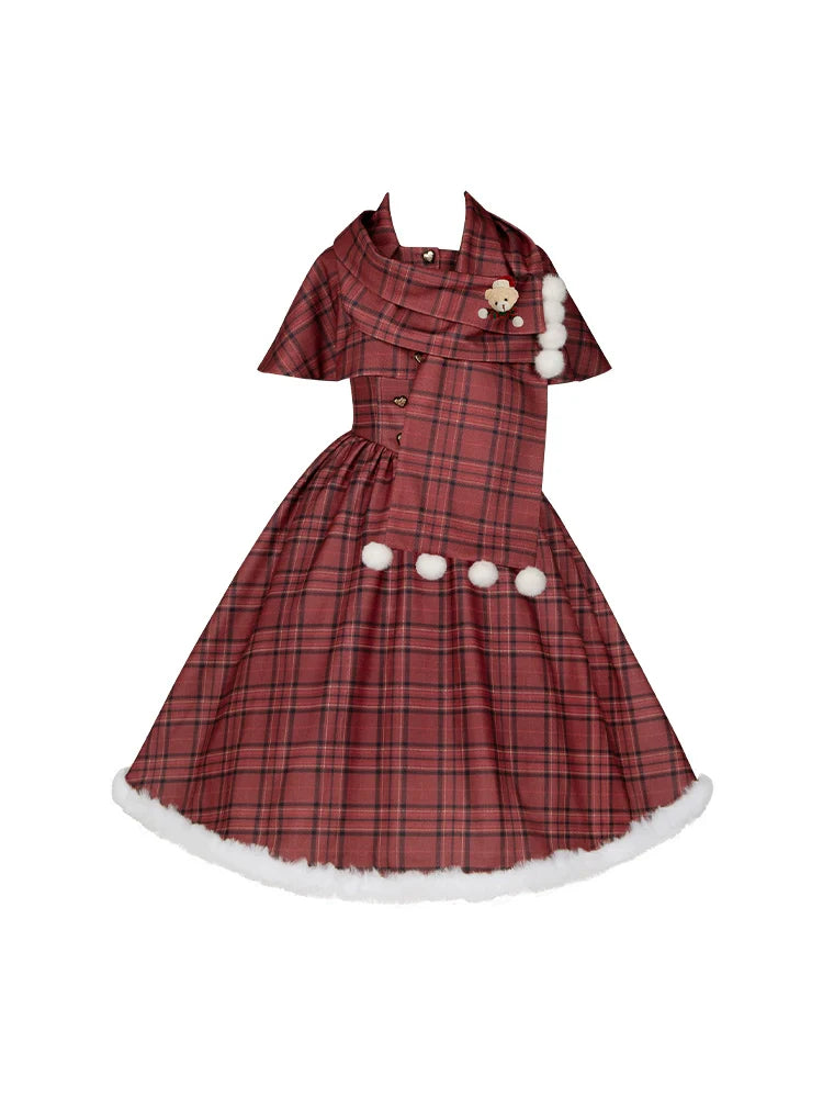 With PUJI - Wish Date - Twins Lolita Fishbone Bust-supporting JSK Winter Scarf-Cape