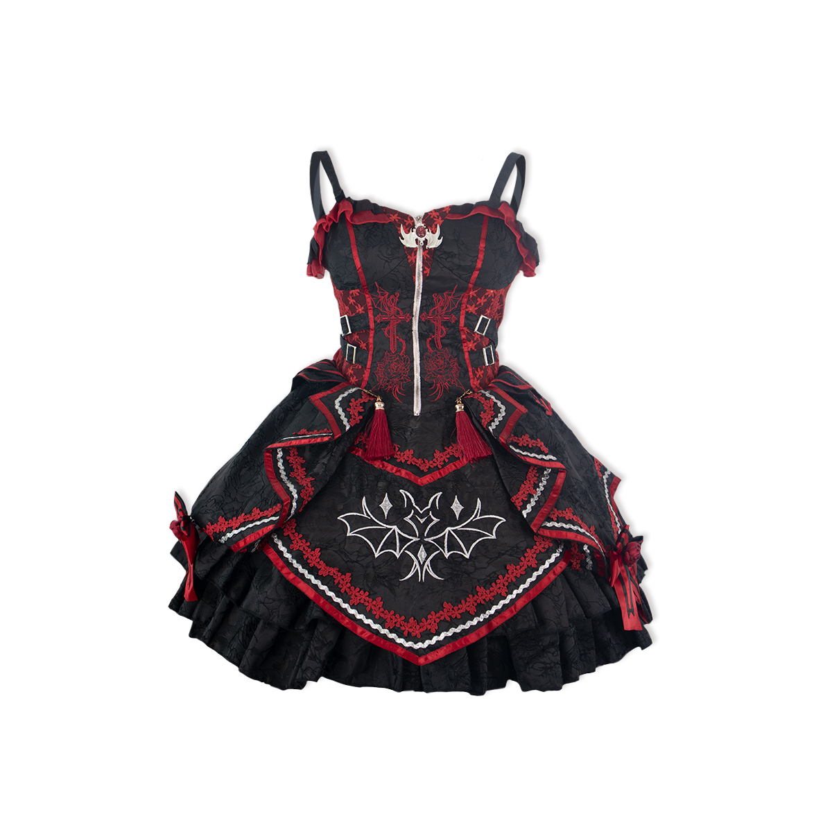 OCELOT - Dark Bat Motion - Gothic Lolita JSK Black Red Goth Jumper Dress