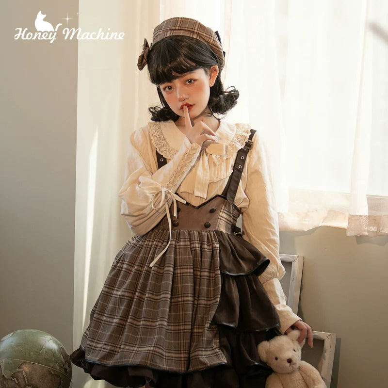 Honey Machine - Vanilla Latte - Retro Lolita Shirt Mutton Sleeve Innerwear