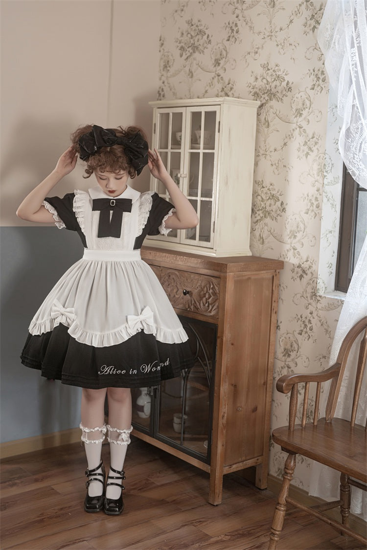 Letters from Unknown Star - Sweet Alice - Short Sleeves Maid Lolita OP