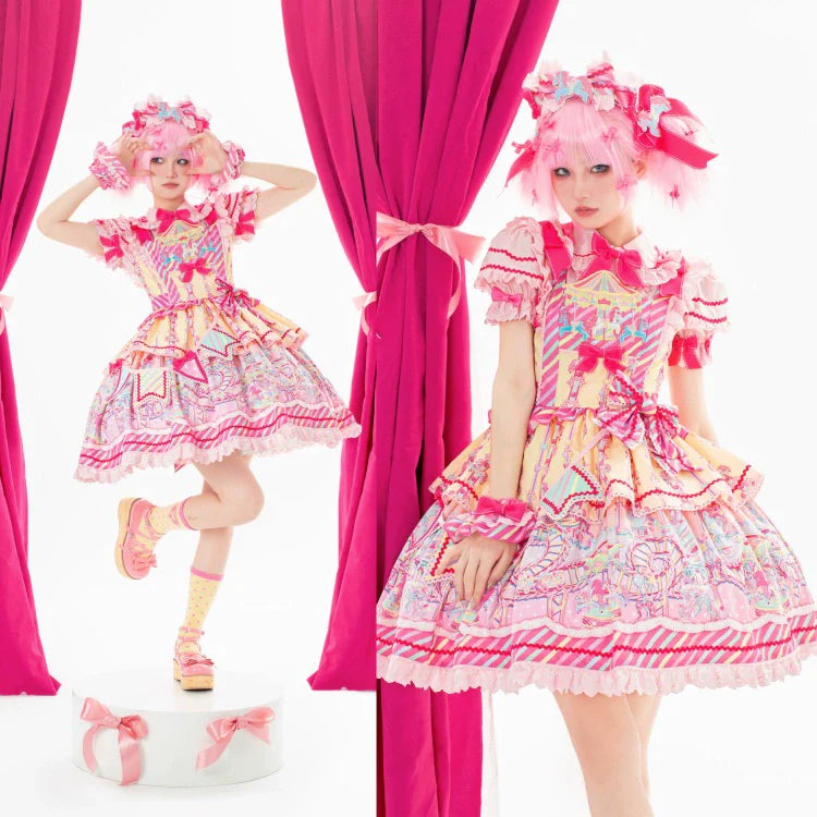 Letters from Unknown Star - Candy Park - Sweet Lolita Print Jumper Dress