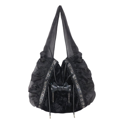 Broken bone - Gothic Lolita Black Velvet Shoulder Bag