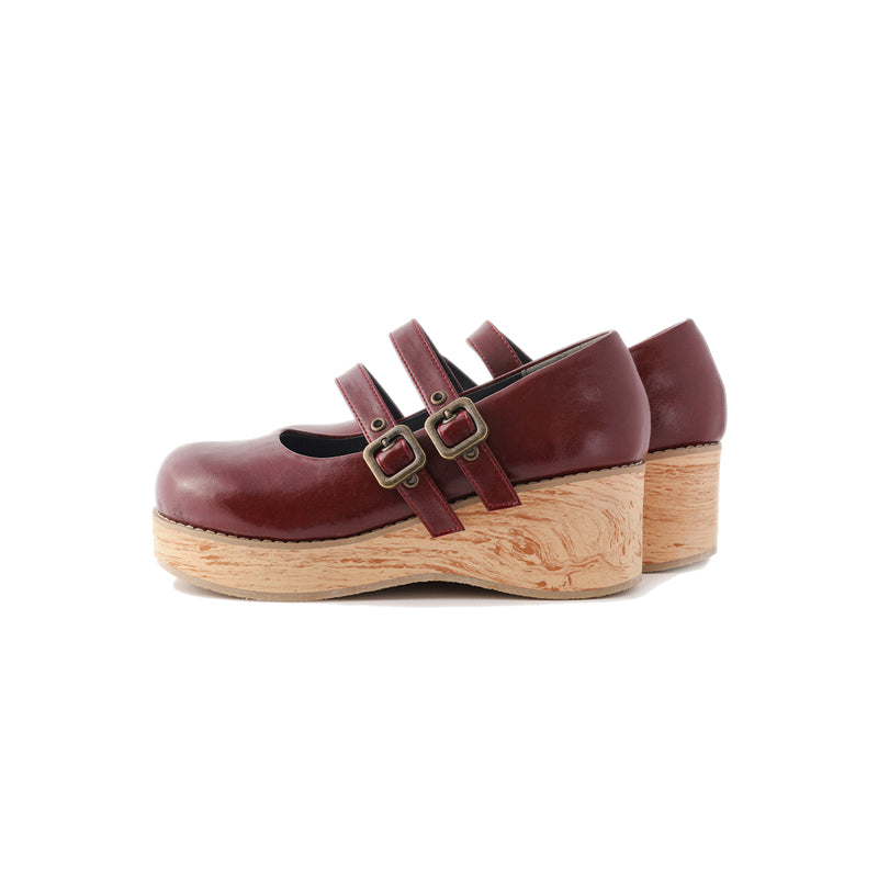 MODO - Retro Lolita Round Toe Wood Bottom Shoes