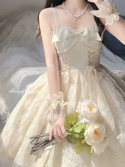Uncle's Workshop - White Wave Tide - Sweet Lolita JSK Dress Solid Color Dress