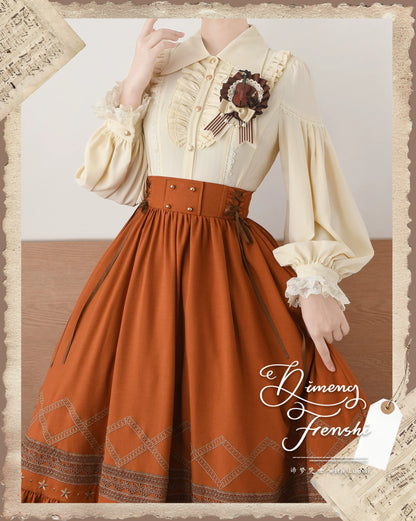 DMFS Lolita - Night Banquet - Pointed Collar Classic Lolita Shirt, Long Sleeve