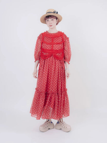 Vintage style dot chiffon dress【s0000006890】